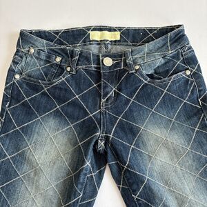 Almost Famous Premium Jeans, Sz 3, Bootcut, Crisscross Stitching, EUC, Low Rise